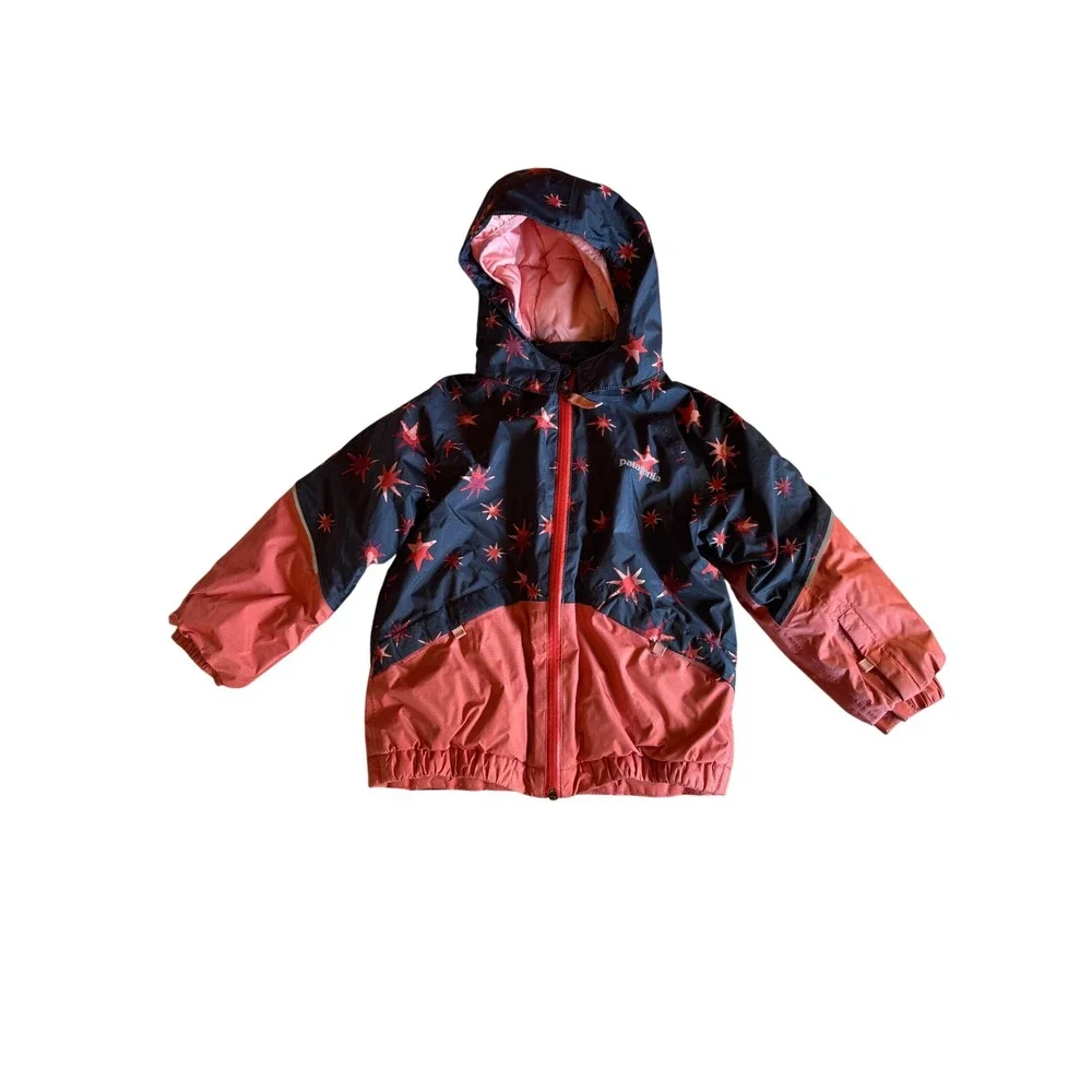 Patagonia Baby Snow Pile Jacket 3T Navy Pink Star Print Insulated Coat Jacket